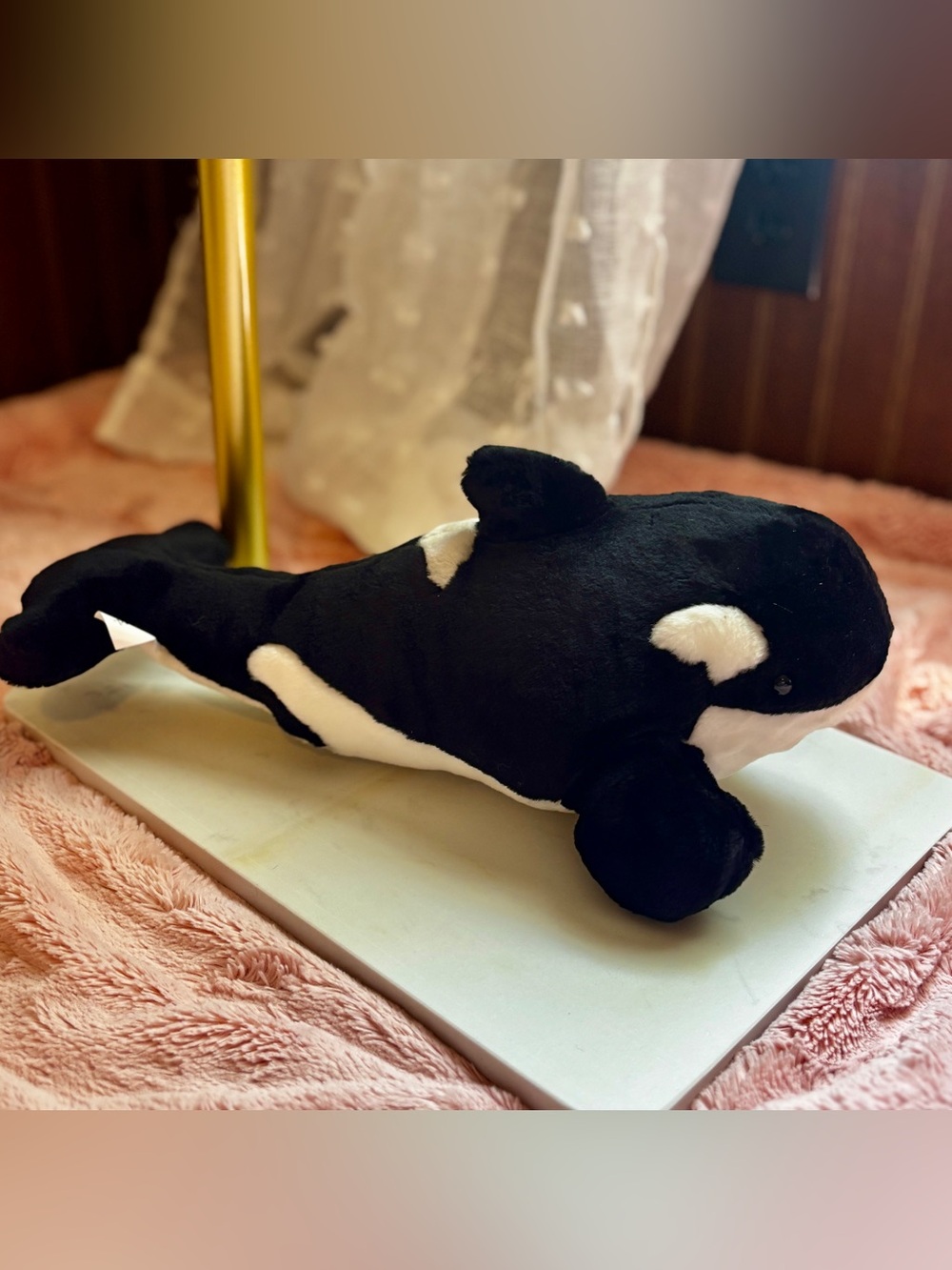SeaWorld Shamu Orca Killer Whale Plush 15” Black White Stuffed Animal